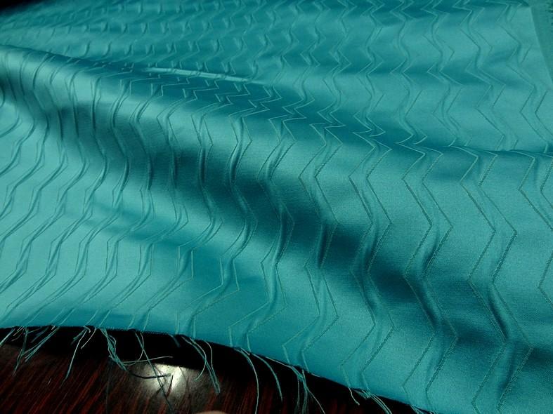 Tissu ameublement motif zig zag turquoise moyen 1