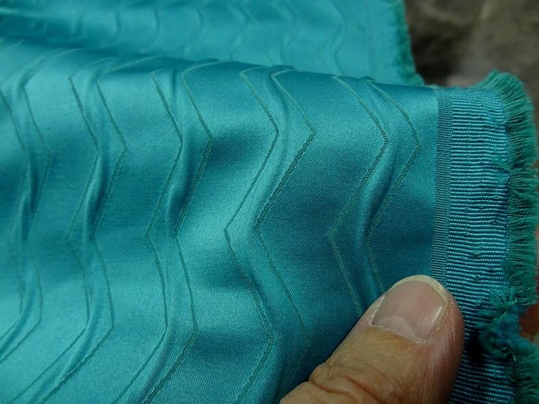 Tissu ameublement motif zig zag turquoise moyen 2