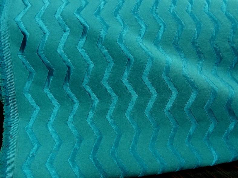 Tissu ameublement motif zig zag turquoise moyen 6
