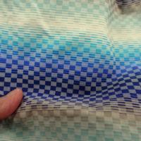 Tissu bi stretch petits carreaux degrades bleus et beige 2 