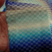 Tissu bi stretch petits carreaux degrades bleus et beige 3 