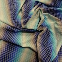 Tissu bi stretch petits carreaux degrades bleus et beige 5 