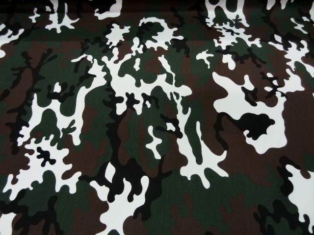 Tissu coton imprimee camouflage kaki marron blanc 3 