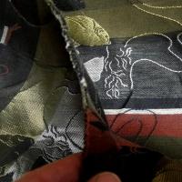 Tissu coton melange damasse motif poissons 1 
