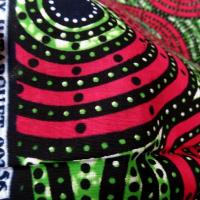 Tissu coton wax cercles vert fuchsia
