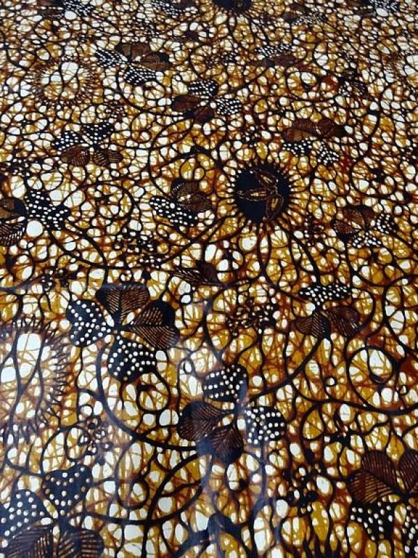 Tissu coton wax cire marron ocre