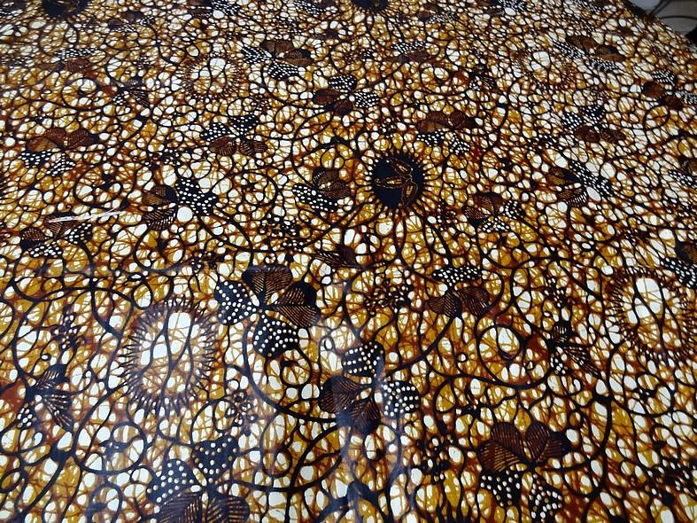 Tissu coton wax cire marron ocre