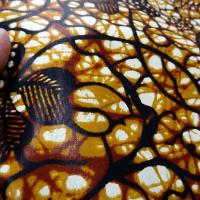 Tissu coton wax cire marron ocre