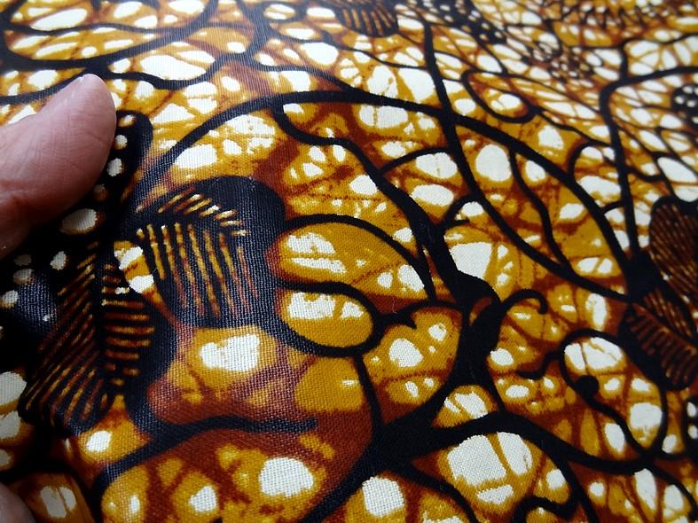 Tissu coton wax cire marron ocre