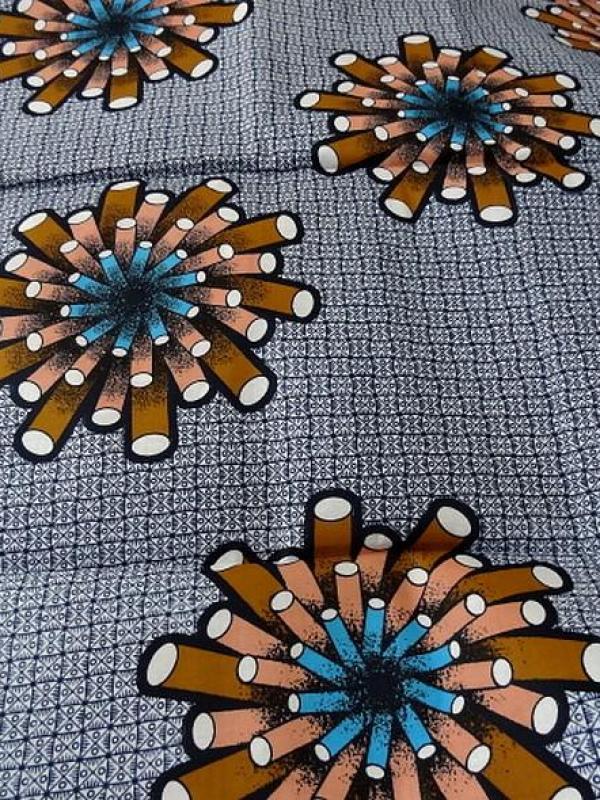Tissu  wax corail bleu