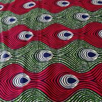 Tissu wax vagues fuchsia et vert