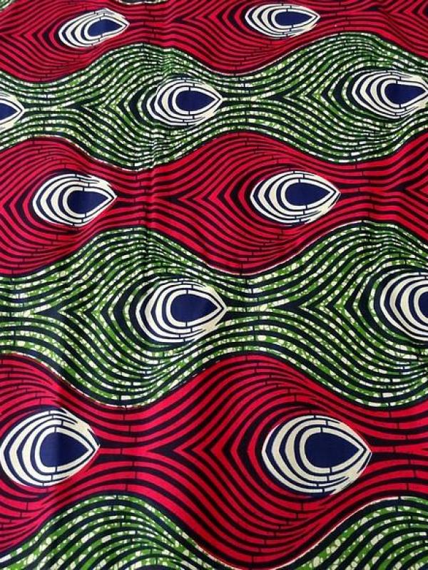 Tissu wax vagues fuchsia et vert