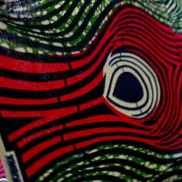 Tissu coton wax vagues fuchsia et vert