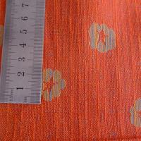 Tissu damassé orange chiné bleu 02
