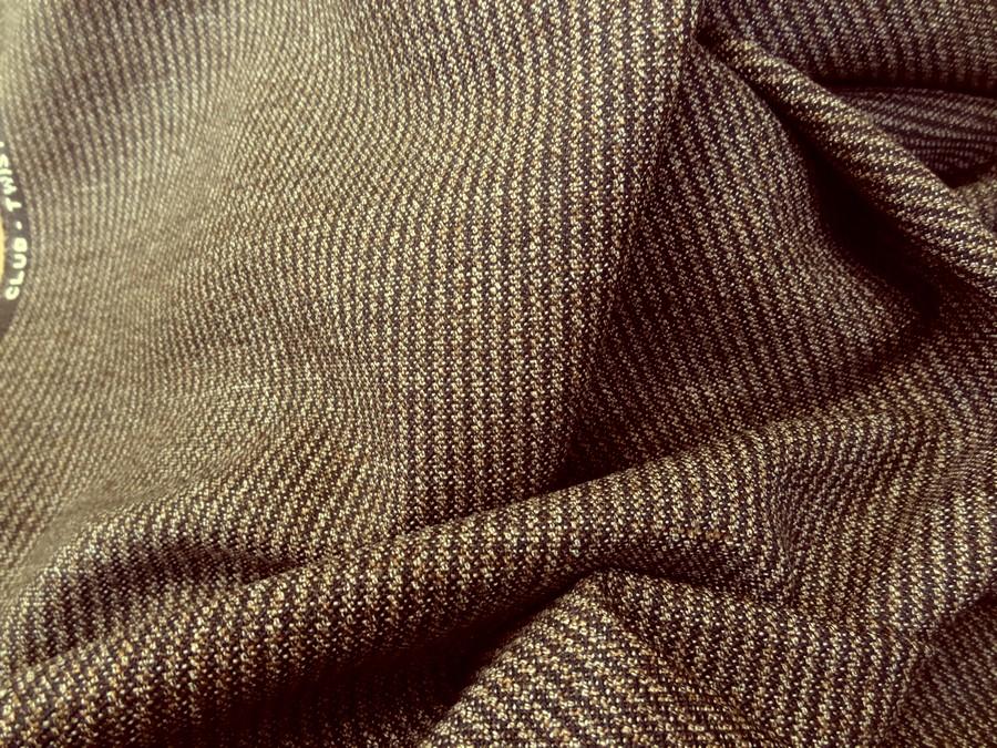 Tissu de laine rayures marron et chinees 1