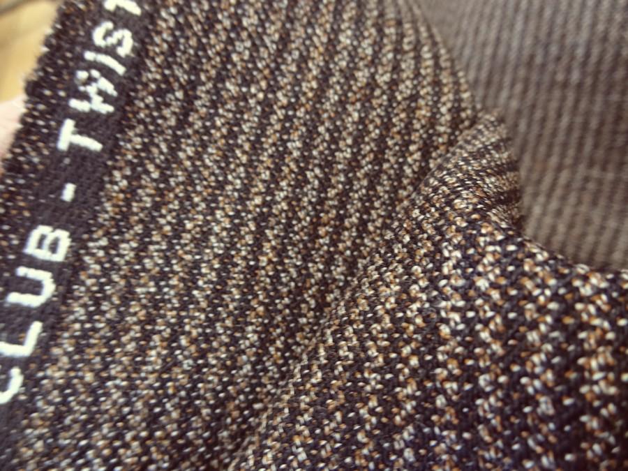 Tissu de laine rayures marron et chinees 2