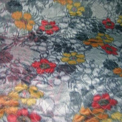 Tissu epais tissage taffetas gris fleuri 2 