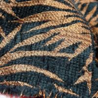 Tissu jacquard motif fougere veours noir et mordore 4 