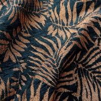 Tissu jacquard motif fougere veours noir et mordore 5