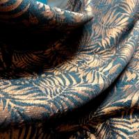 Tissu jacquard motif fougere veours noir et mordore 7 