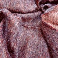 Tissu laine mohair et polyester melanges chine corail et prune 1