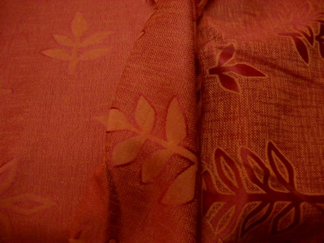 Tissu melange corail orange motifs damasses sorbier 3