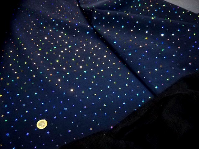 Tissu occultant bleu nuit a strass et velours marron fonce 2