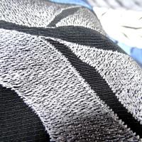 Tissu polyester brode epis de ble bleu gris clair et fonce 1 