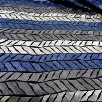 Tissu polyester brode epis de ble bleu gris clair et fonce 3 
