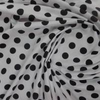 Tissu popeline coton blanc a pois noir
