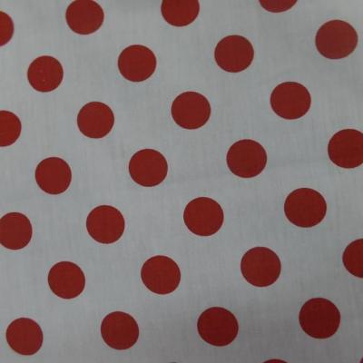 Tissu popeline coton blanc a pois rouge