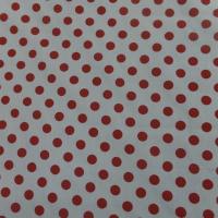 Tissu popeline coton blanc a pois rouge