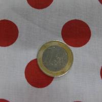 Tissu popeline coton 110GR ,120 FILS blanc a pois rouge