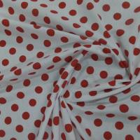 Tissu popeline coton blanc a pois rouge
