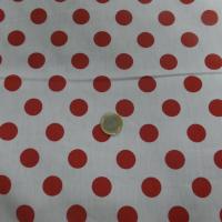 Tissu popeline coton blanc a pois rouge
