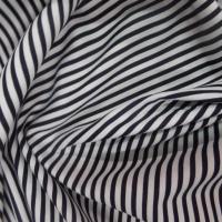 Tissu popeline coton blanc a rayure noire