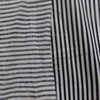 Tissu popeline coton blanc a rayure noire