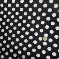 Tissu popeline coton 110 GR ?120 fils noire a pois blanc