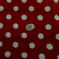 Tissu popeline coton rouge a pois blanc