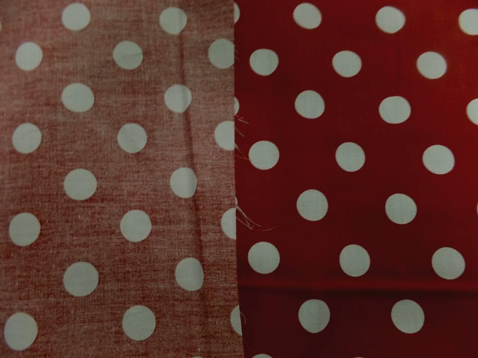 Tissu popeline coton rouge a pois blanc coccinelle