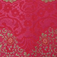 Tissu satine motifs tisses fuchsia et or inspiration indienne 3 
