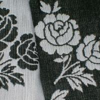 Tissu tapissier damasse noir blanc fleuri 1