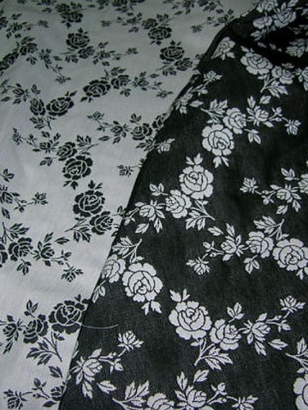 Tissu tapissier damasse noir blanc fleuri 2 