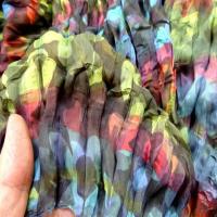 Tissu voile fin froisse cloque fleuri teintes en camaieux 5 