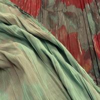 Tissu voile froisse plisse grosses fleurs 1 