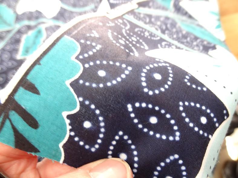 Tissu wax coton fond marine grosses fleurs turquoise blanc