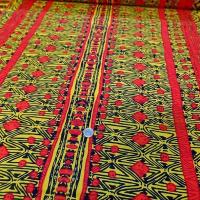 Tissu wax motif jaune rouge noir 5 