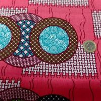 Tissu wax rose vif motif cercles 2