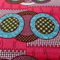 Tissu wax rose vif motif cercles 5