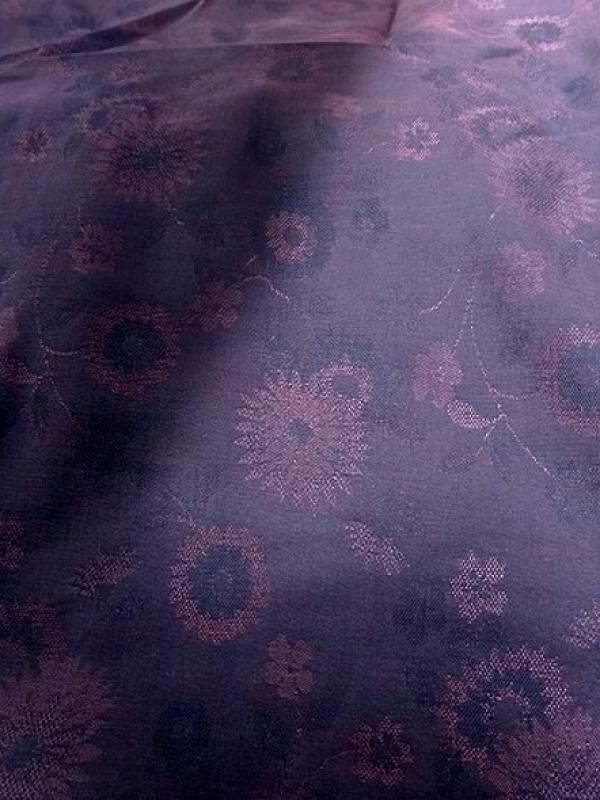 Tissus damasse fleuri 2 fils bleu paon et orchidee 1 